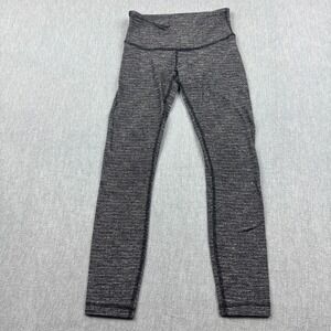 Lululemon‎ Leggings Womens 4 Gray Heather Herringbone Crop 25" Yoga Gym Pants